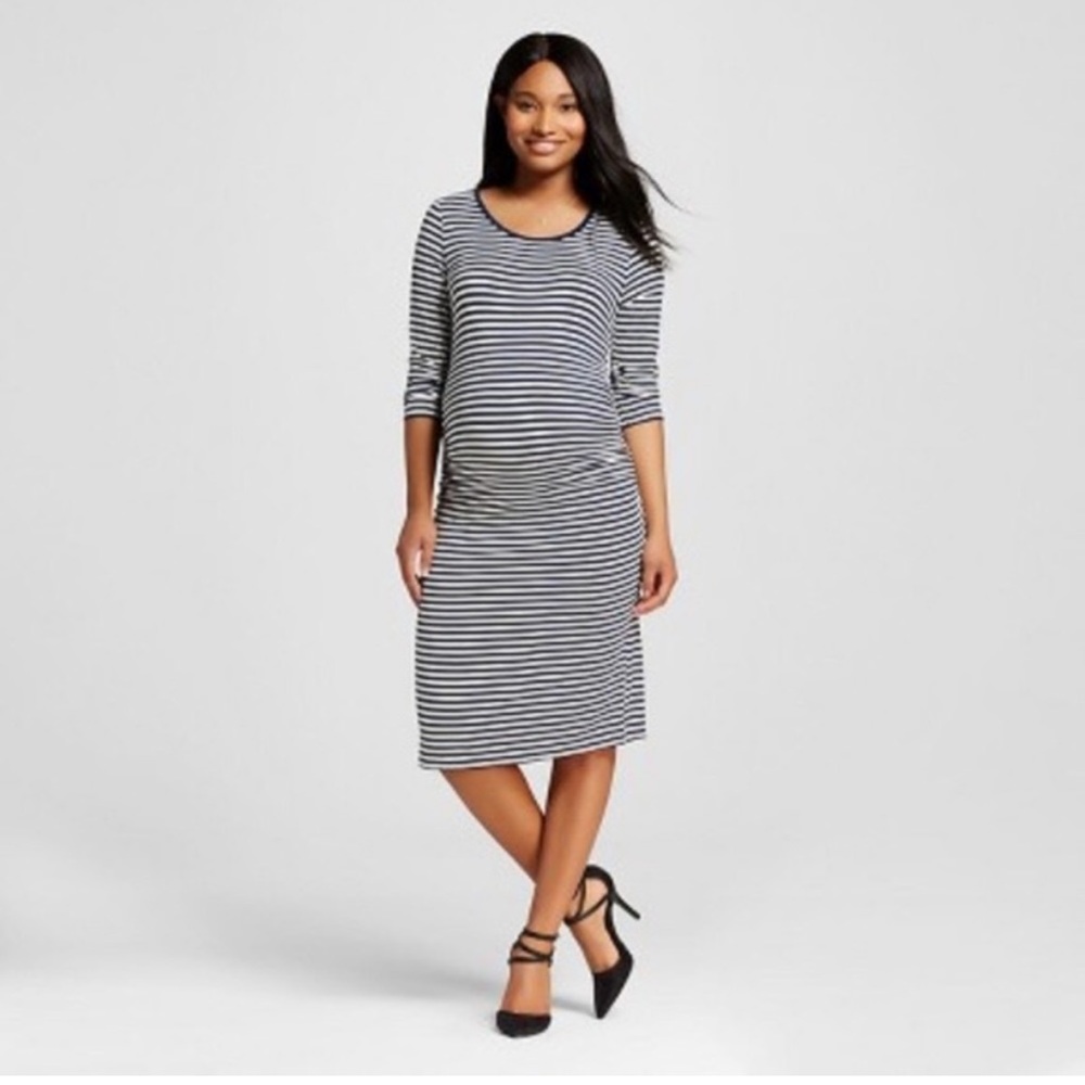 liz lange maternity blue and white stripes dress size xs